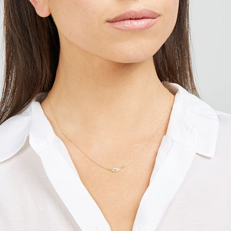 Mini Diamond Leaf Necklace - Image 3