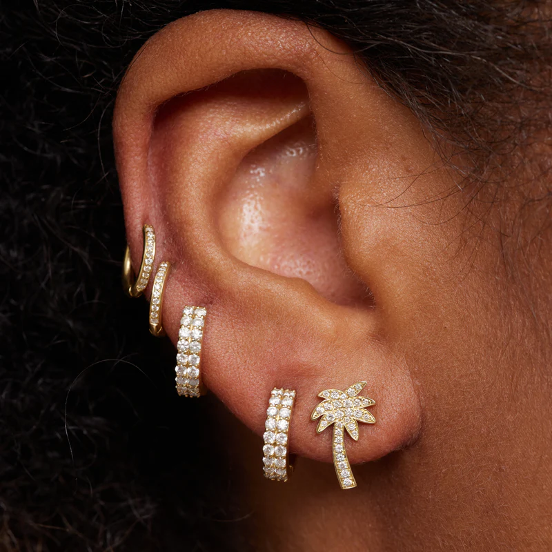 Mini Diamond Palm Tree Studs - Image 4