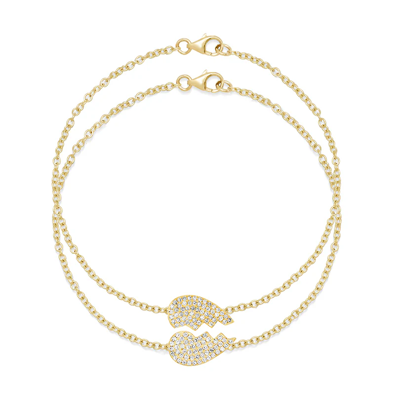 Mini Diamond Piece of My Heart Bracelet Set