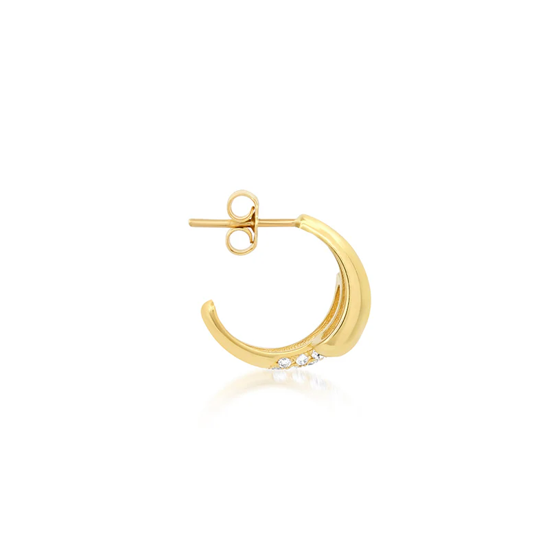 Mini Double Dome Hoops with Diamond Accent - Image 3