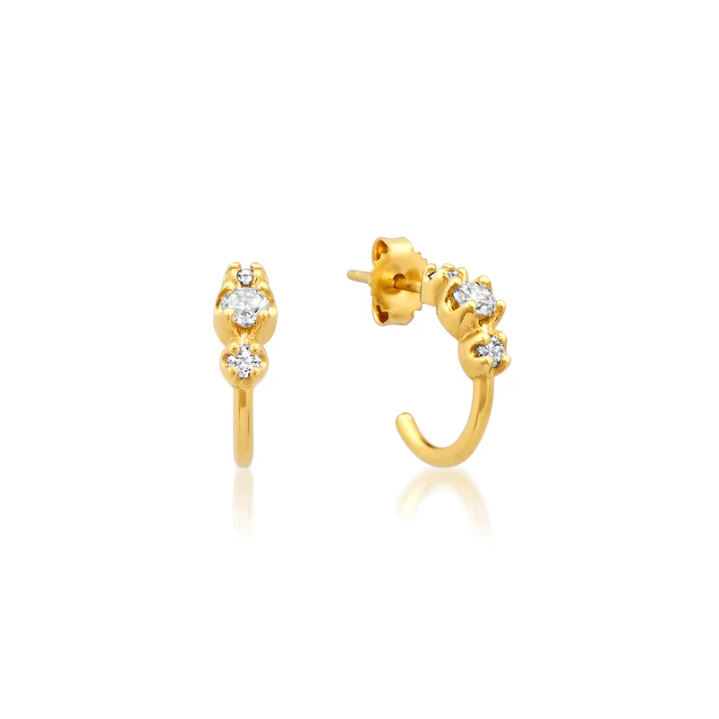 Mini Graduated Diamond Hoops - Image 2