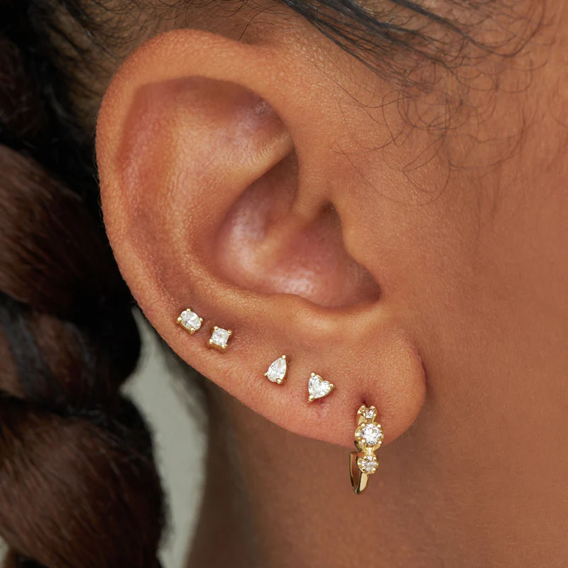 Mini Graduated Diamond Hoops - Image 5