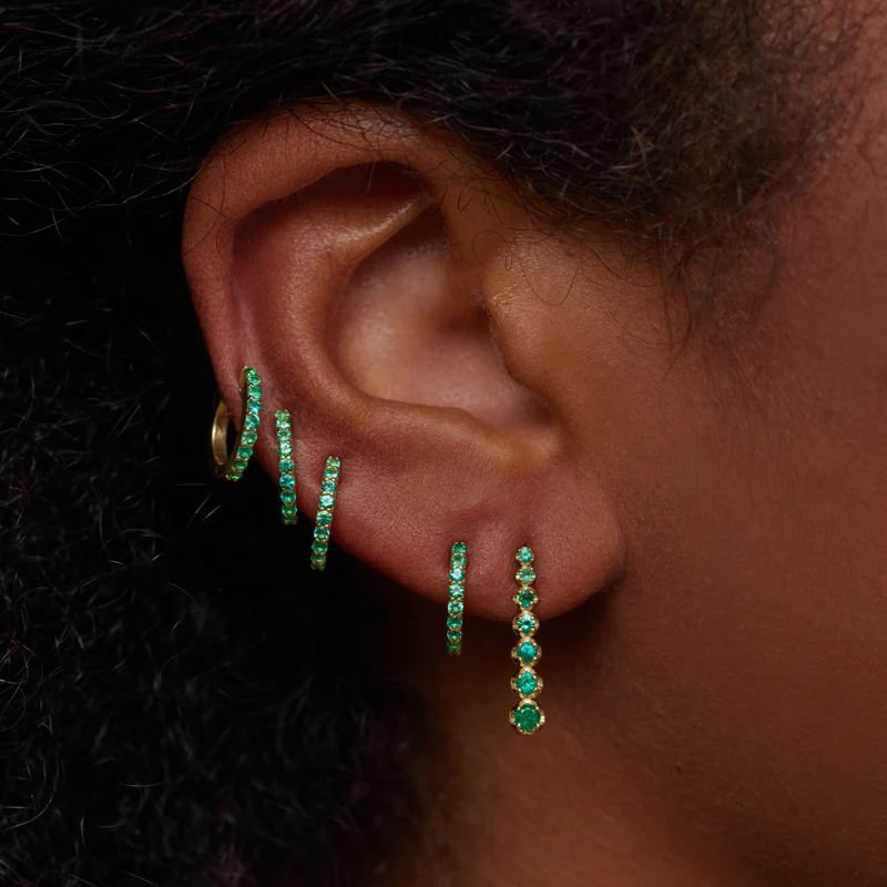 Mini Graduated Emerald Tennis Studs - Image 4