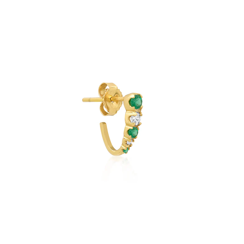 Mini Graduated Illusion Set Emerald and Diamond Edith Studs - Image 3
