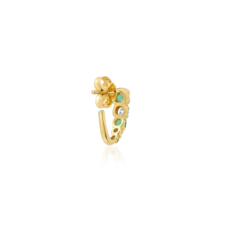 Mini Graduated Illusion Set Emerald and Diamond Edith Studs - Image 4