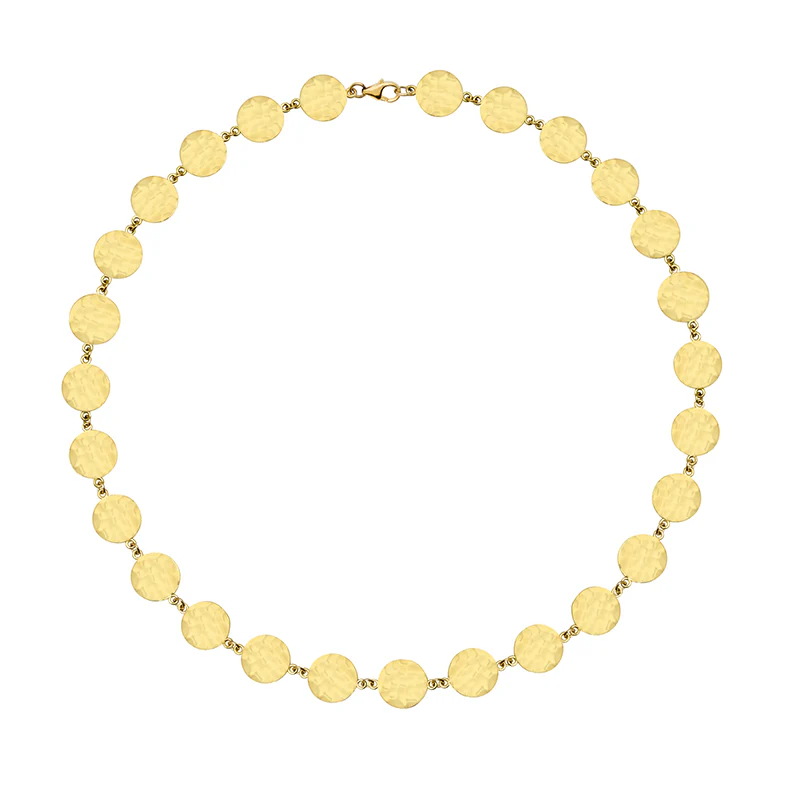 Mini Hammered Disc Link Necklace - Image 2