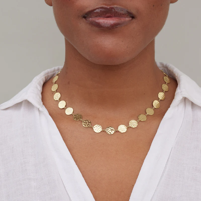 Mini Hammered Disc Link Necklace - Image 5