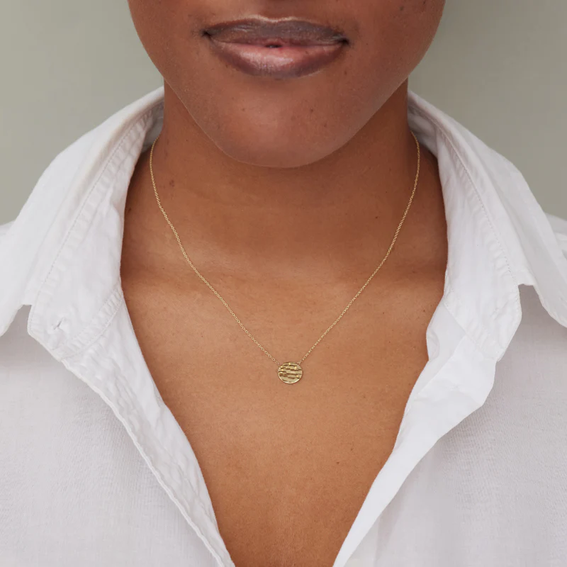 Mini Hammered Disc Necklace - Image 2