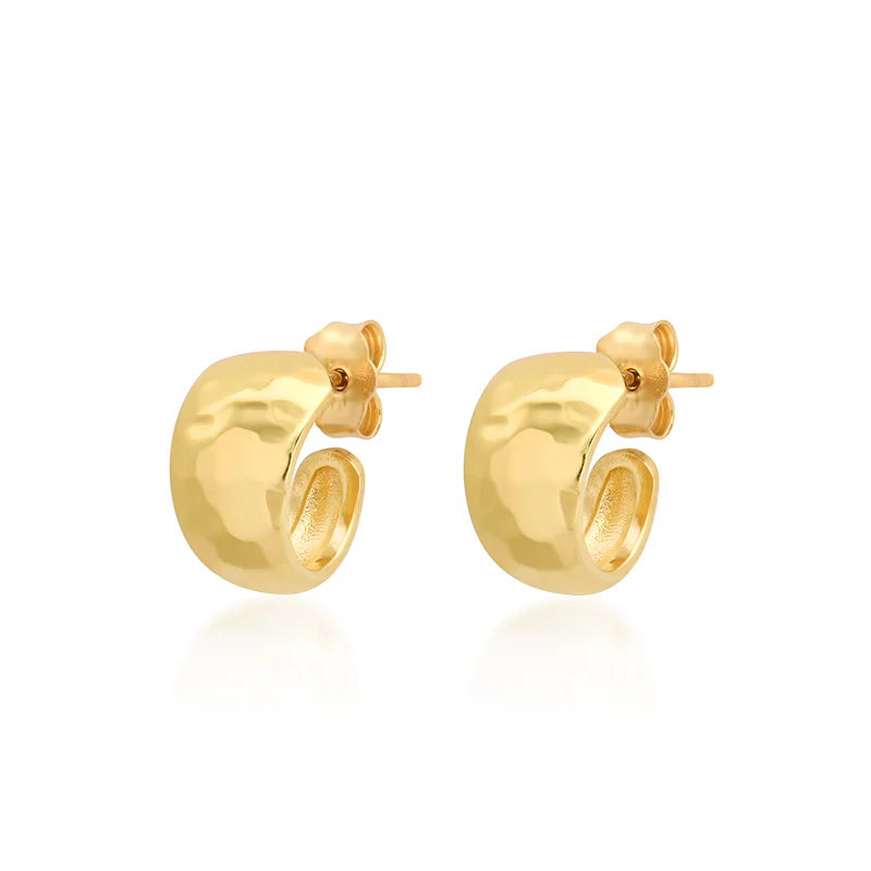 Mini Hammered Tapered Hoops - Image 2
