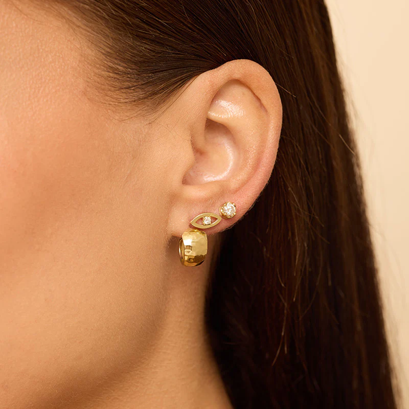 Mini Hammered Tapered Hoops - Image 5