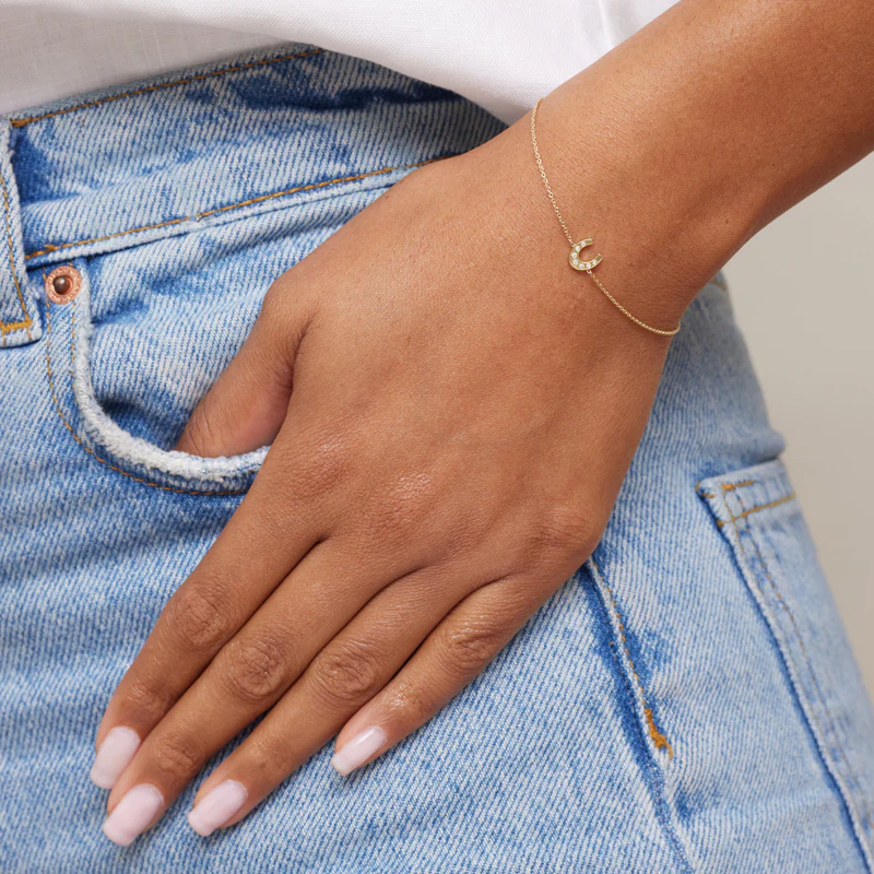 Mini Horseshoe Bracelet with Diamond Accents - Image 3