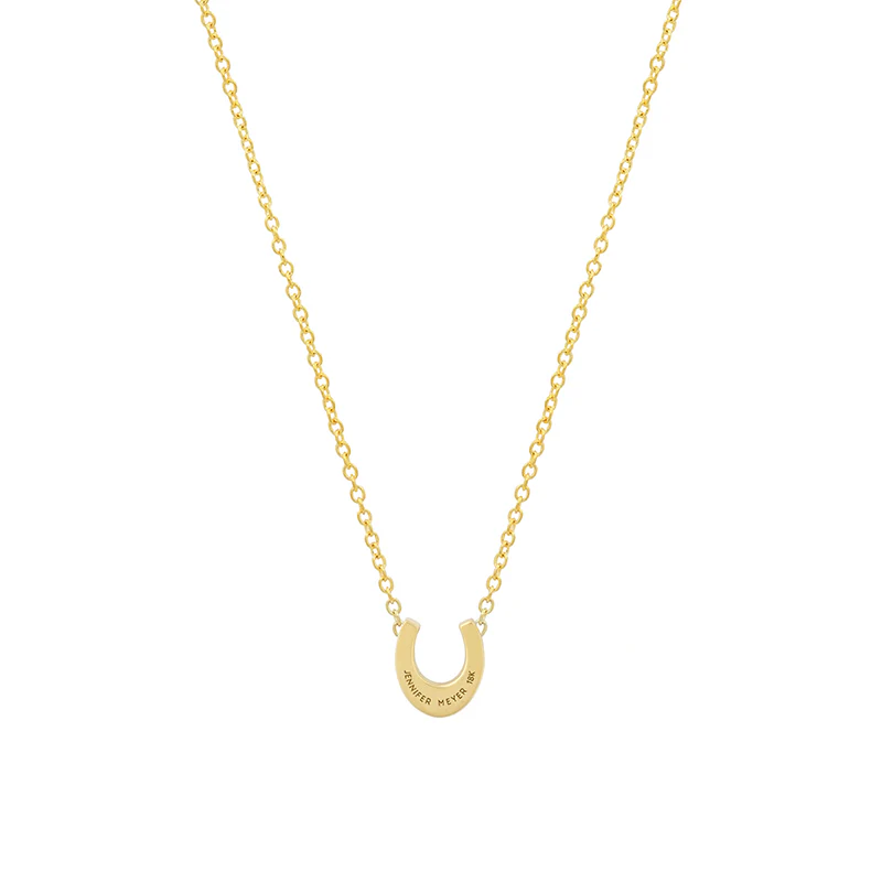 Mini Horseshoe Necklace with Diamond Accents - Image 2
