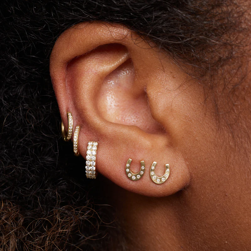 Mini Horseshoe Studs with Diamond Accents - Image 4