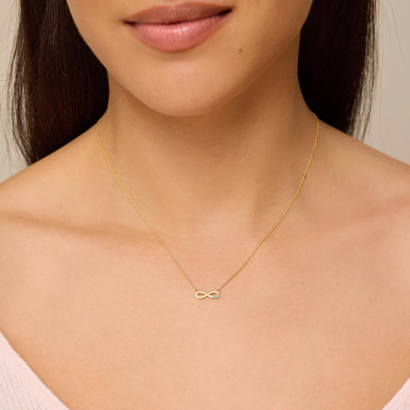 Mini Infinity Necklace with Turquoise Accent - Image 3
