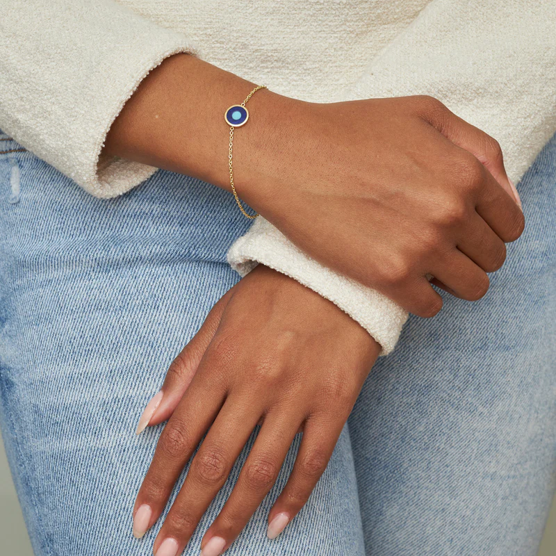 Mini Lapis Inlay Evil Eye Bracelet - Image 2