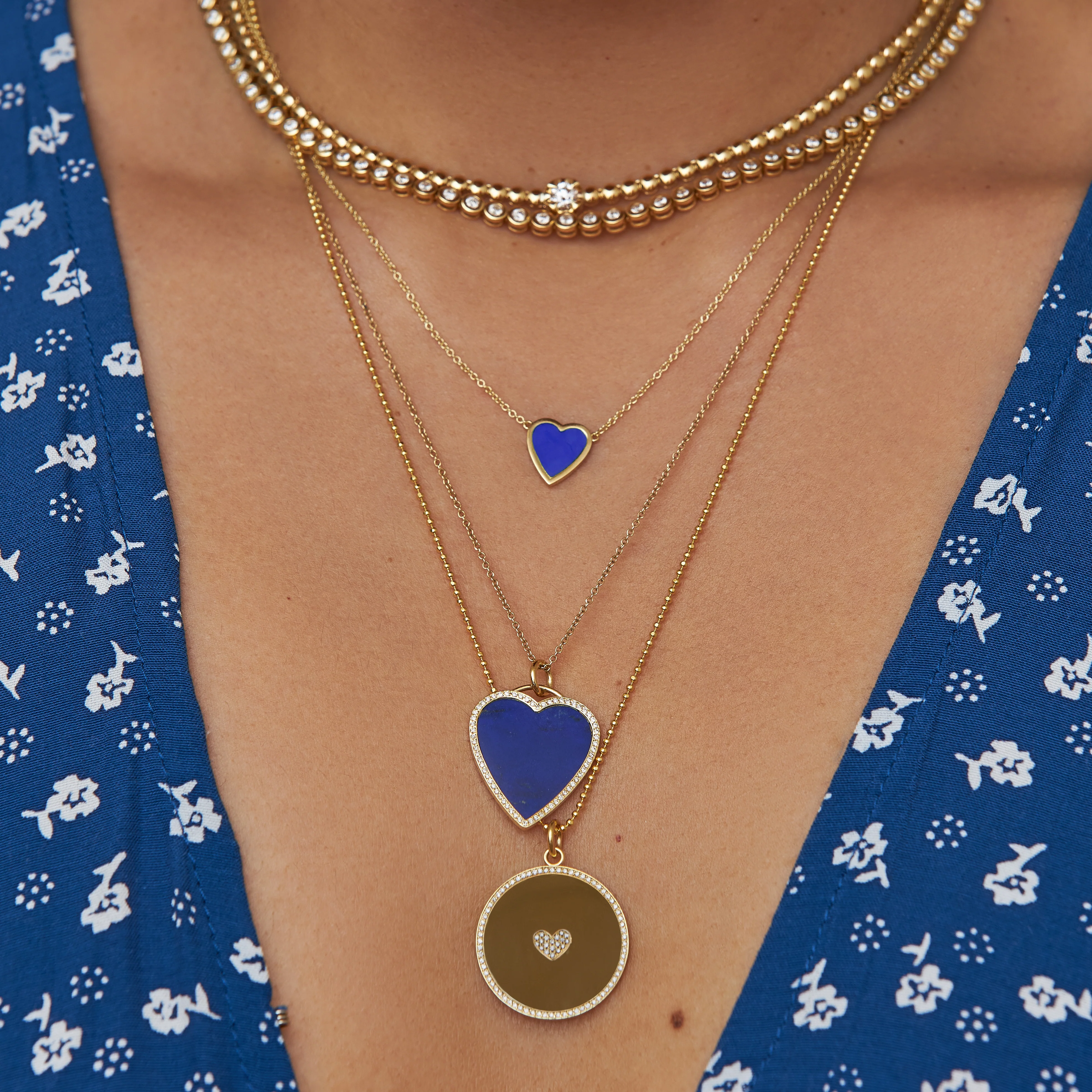 Mini Lapis Inlay Heart Necklace - Image 3