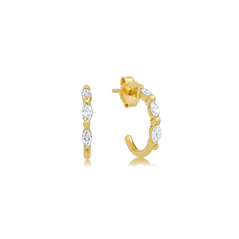 Mini Marquise-Cut Diamond Hoops - Image 2