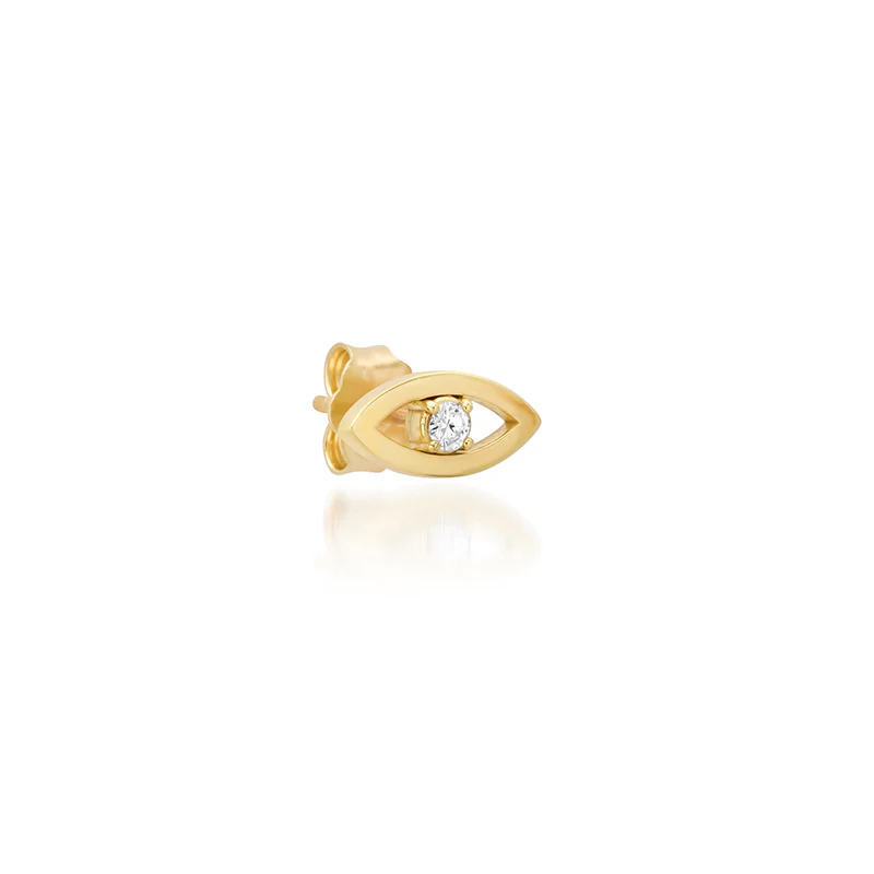 Mini Open Evil Eye Studs with Diamond Center - Image 2