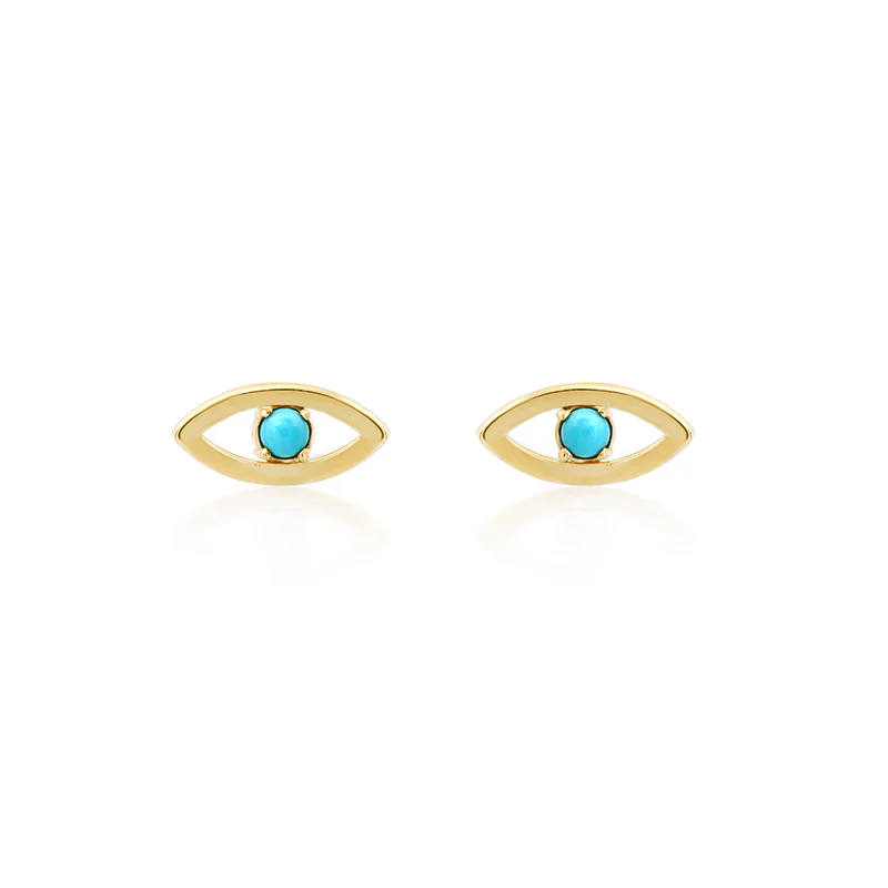 Mini Open Evil Eye Studs with Turquoise Center