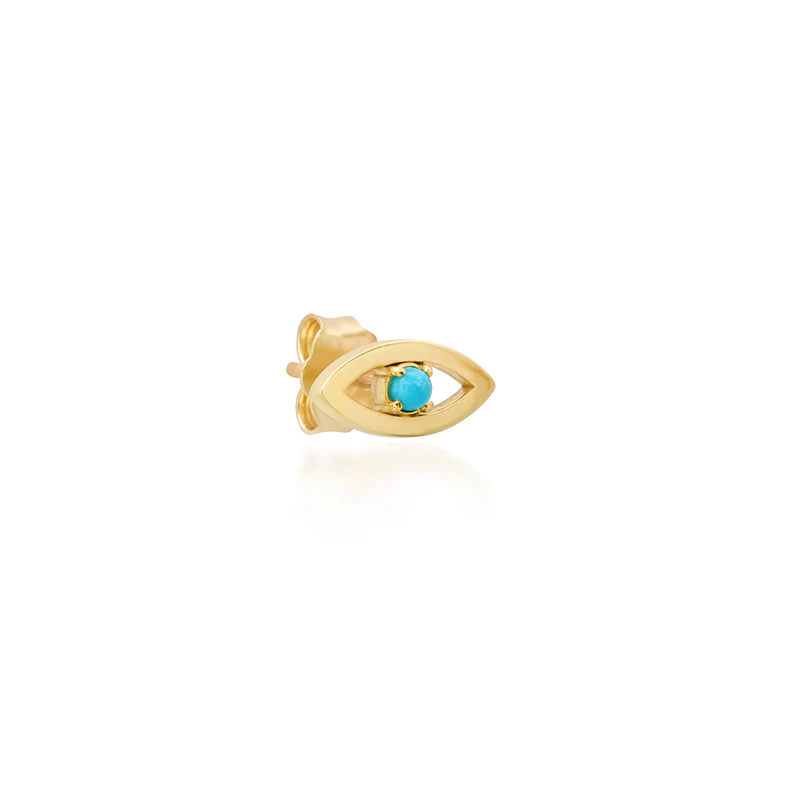 Mini Open Evil Eye Studs with Turquoise Center - Image 2