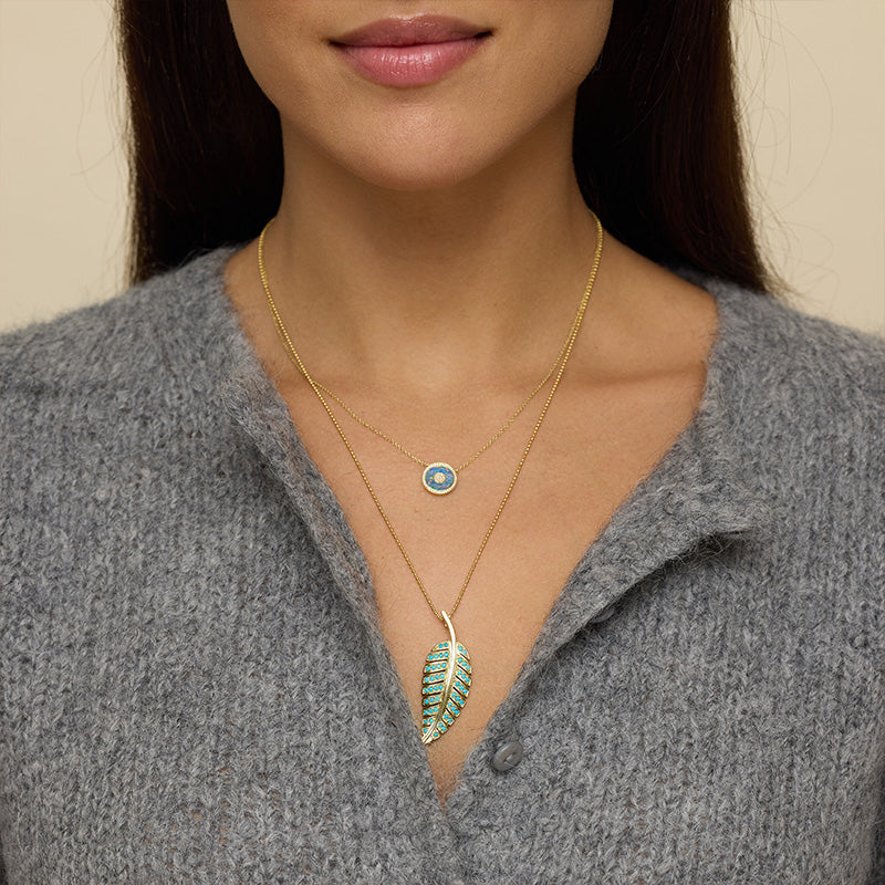 Mini Red Boulder Opal and Diamond Inlay Evil Eye Necklace - Image 4