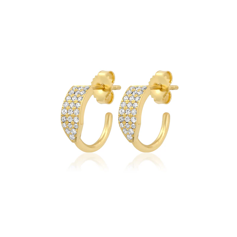 Mini Triple Diamond Row Hoops
