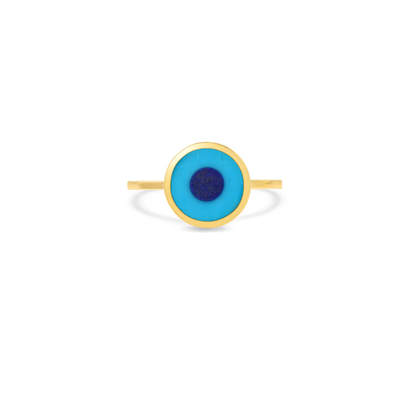 Mini Turquoise Inlay Evil Eye Ring - Image 2