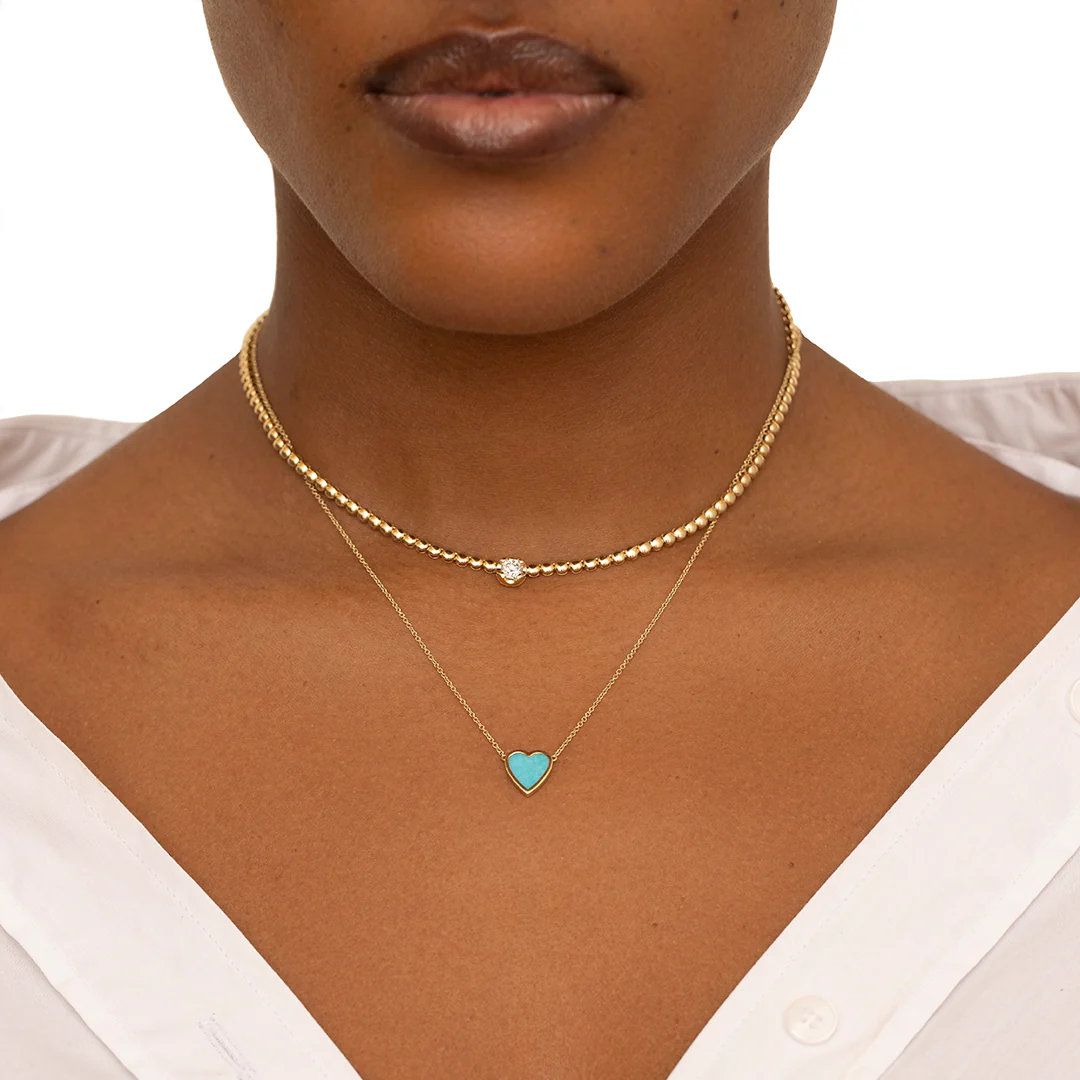 Mini Turquoise Inlay Heart Necklace - Image 3