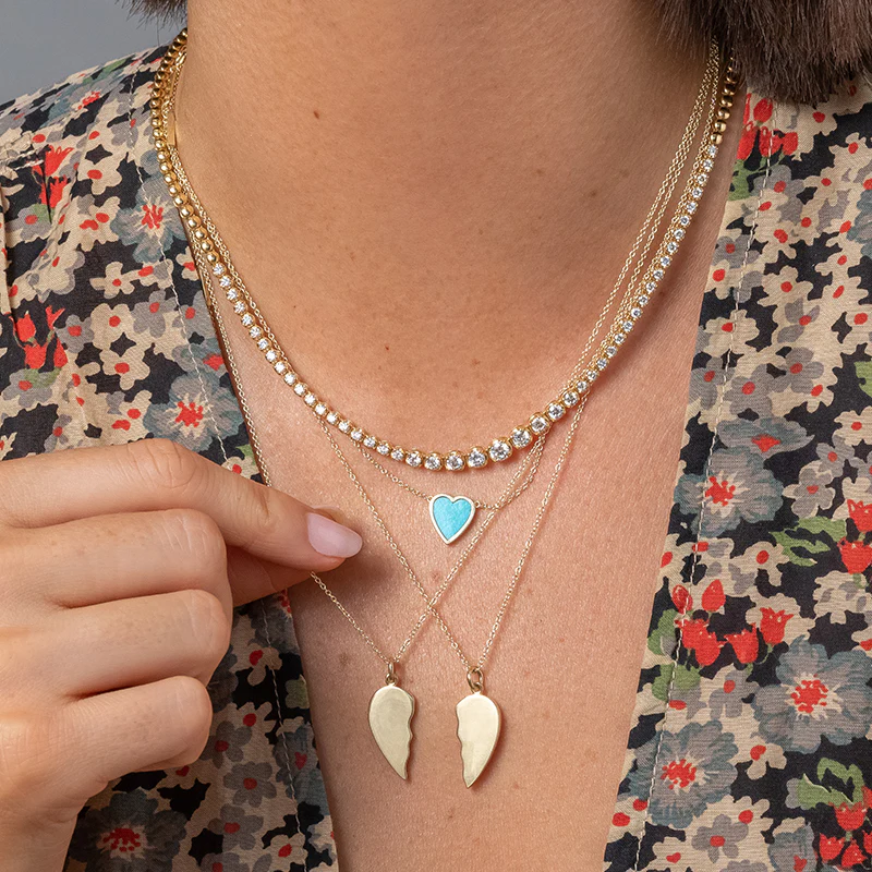 Mini Turquoise Inlay Heart Necklace - Image 4