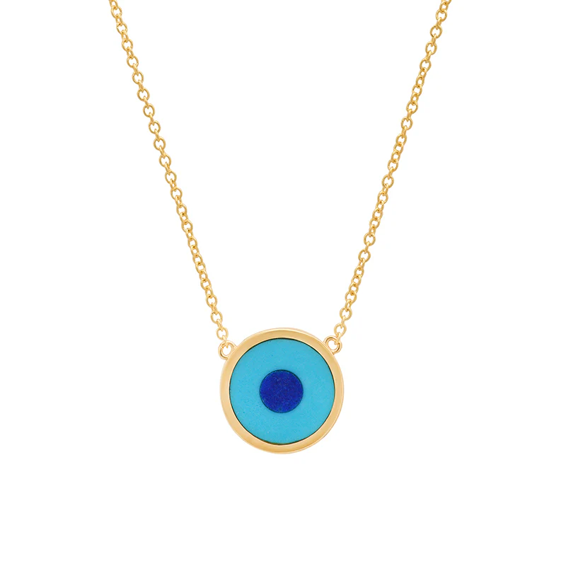 Mini Turquoise Inlay Evil Eye Necklace