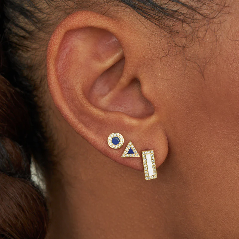 Mother of Pearl Inlay Bar Studs with Diamonds - Image 4
