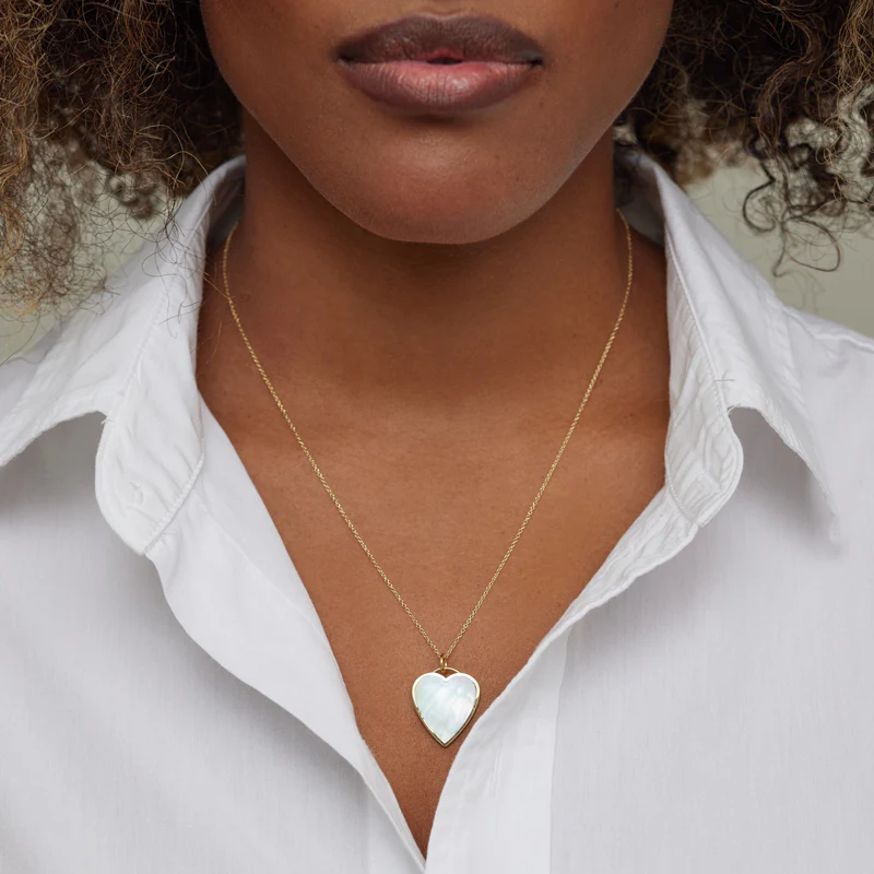Mother of Pearl Inlay Heart Necklace - Image 4