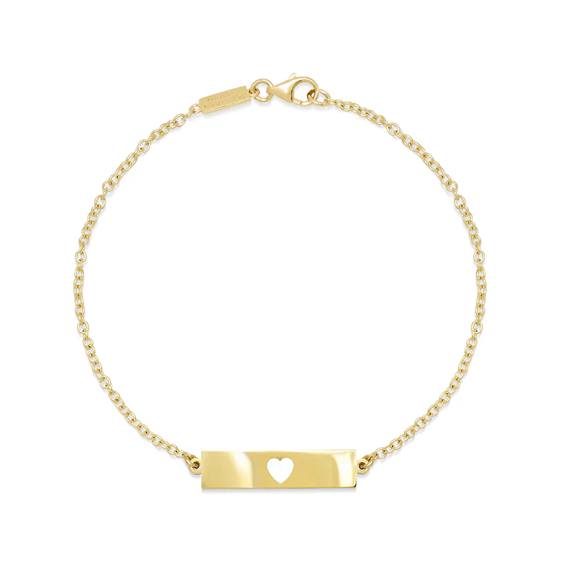 Nameplate Bracelet with Cut-Out Heart Accent