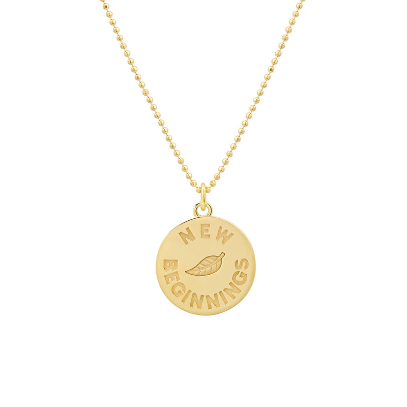 New Beginnings & Leaf Sentiment Pendant Necklace