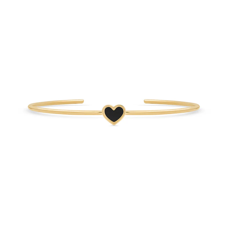 Onyx Inlay Heart Cuff