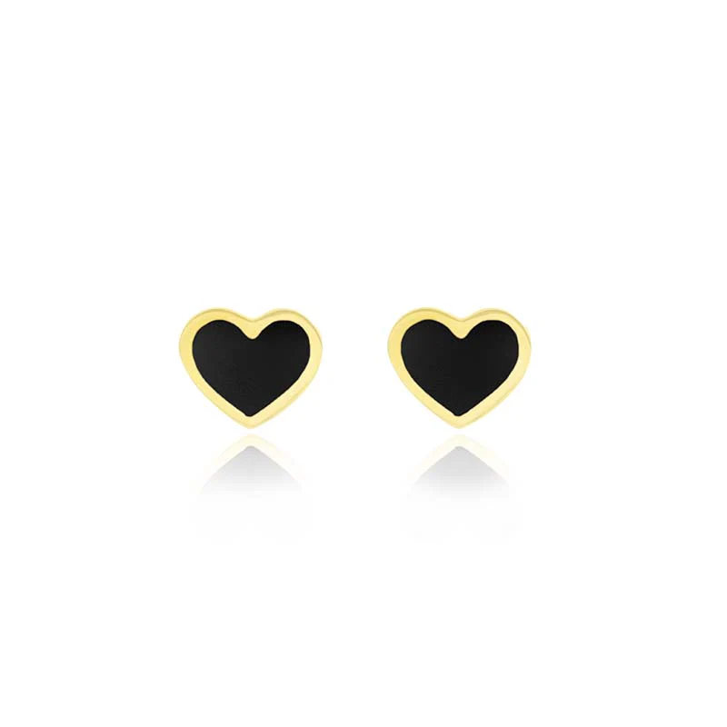 Onyx Inlay Heart Studs