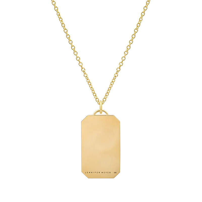 Onyx Inlay Tag Pendant Necklace with Diamonds - Image 2
