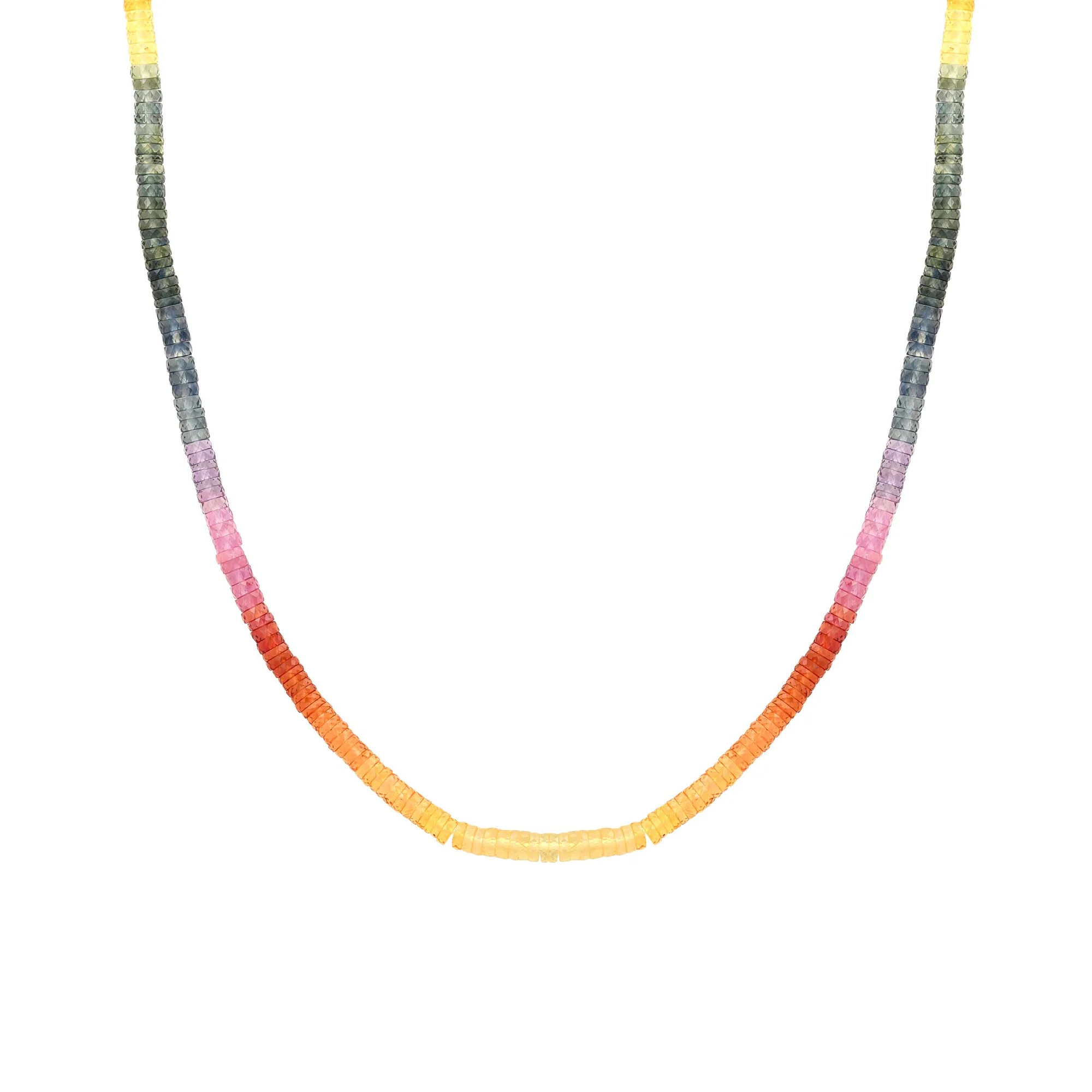 16.5 Inch Rainbow Sapphire Beaded Necklace