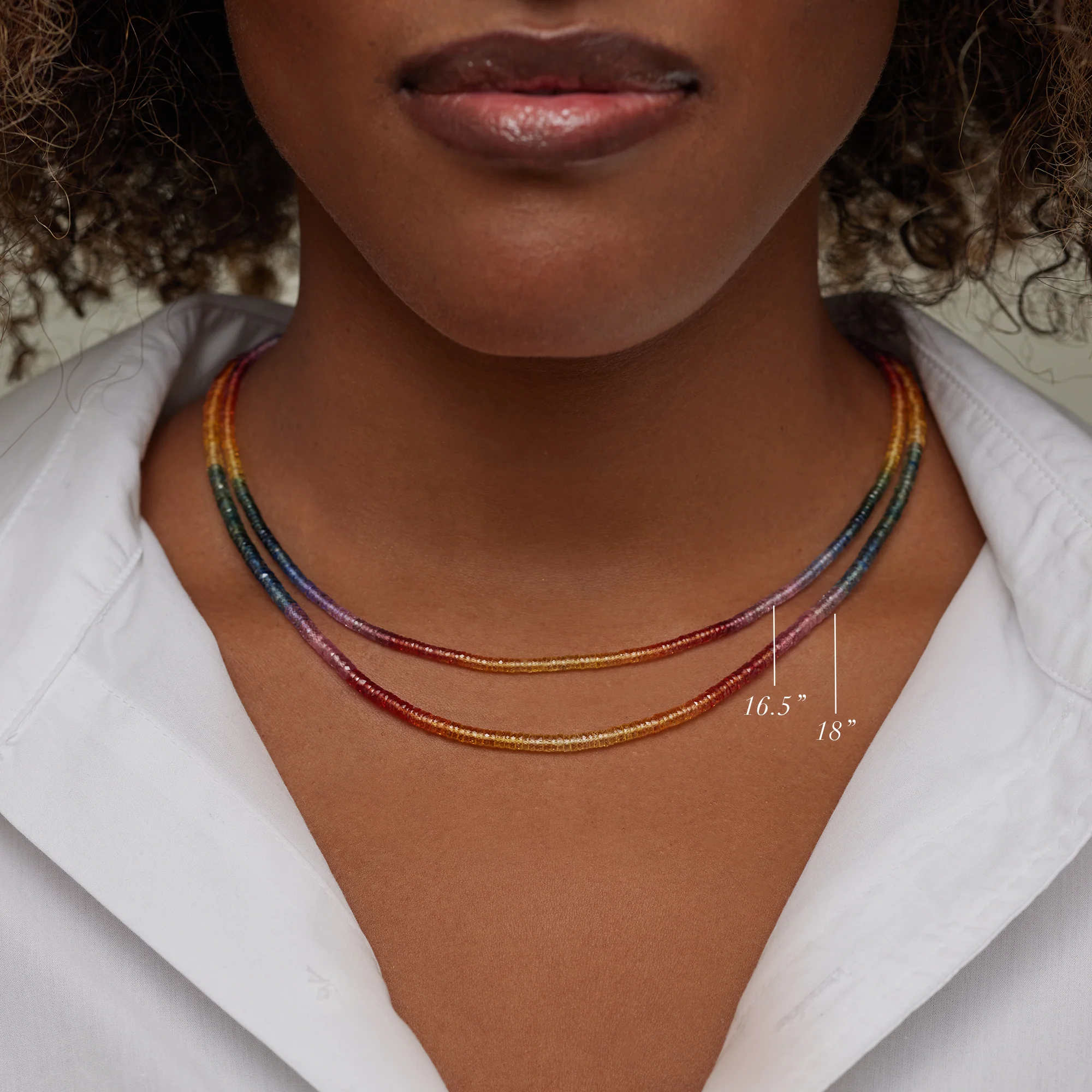 16.5 Inch Rainbow Sapphire Beaded Necklace - Image 6