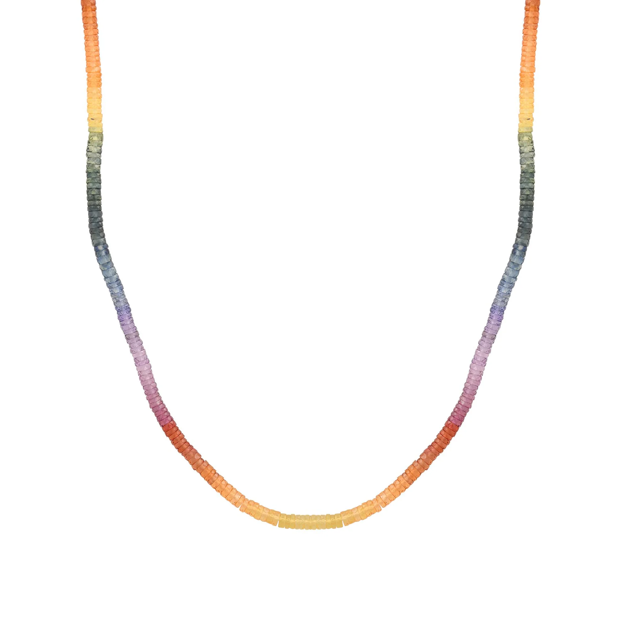 18 Inch Rainbow Sapphire Beaded Necklace