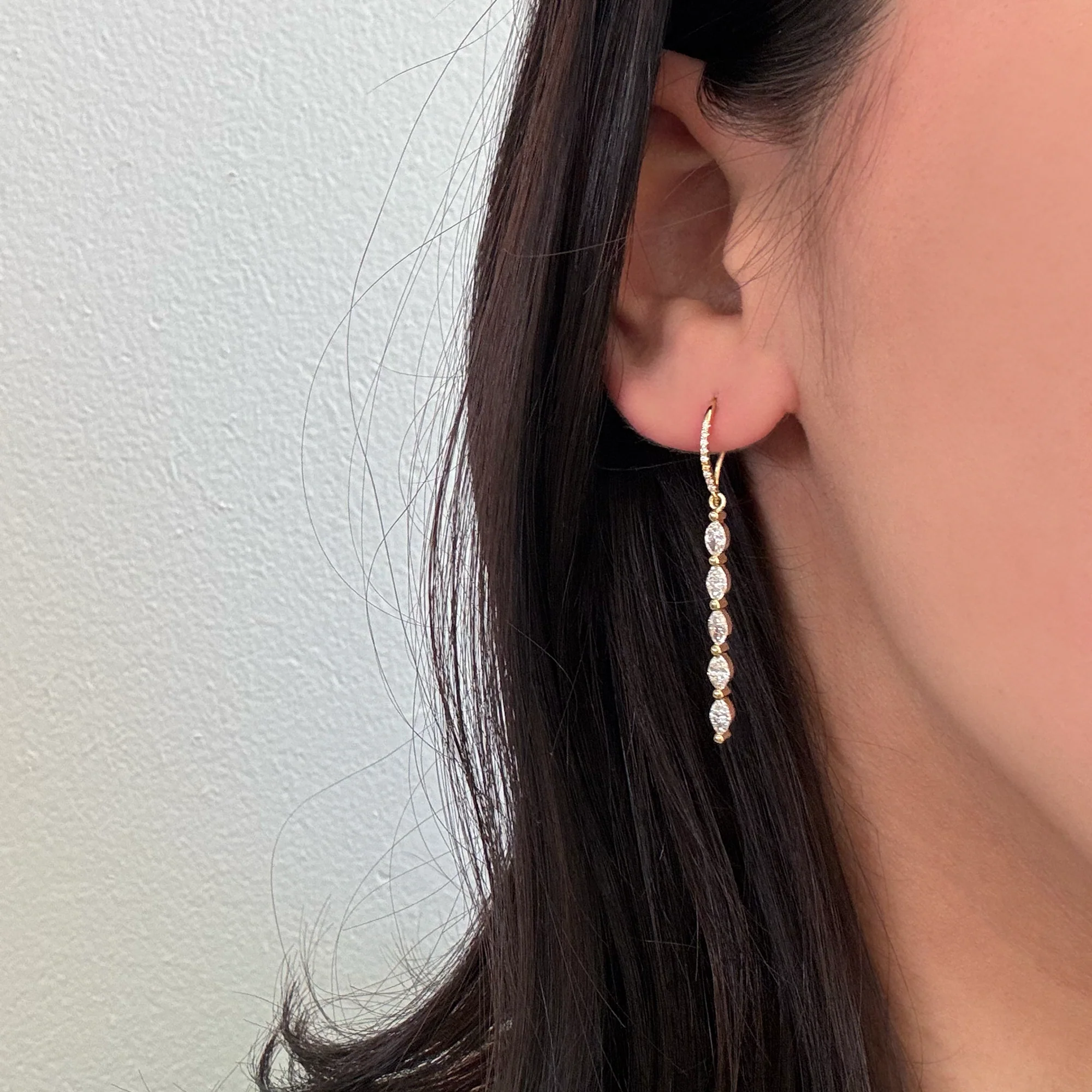 5 Diamond Marquise Drop Earrings - Image 4