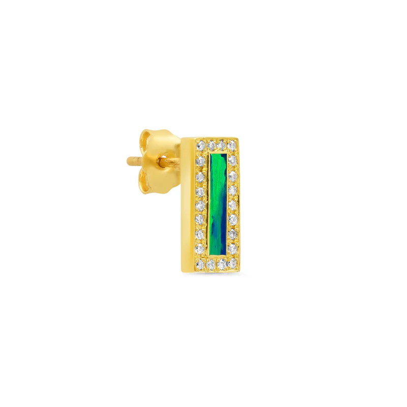 Opal Inlay Bar Studs with Diamonds - Image 2