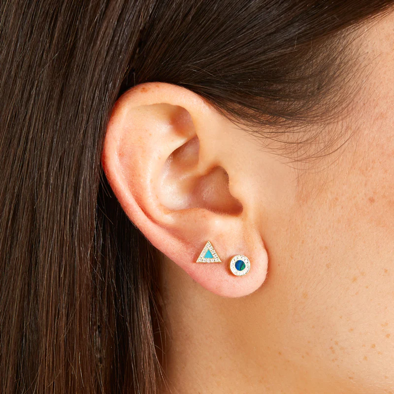 Opal Inlay Circle Studs with Diamonds - Image 4