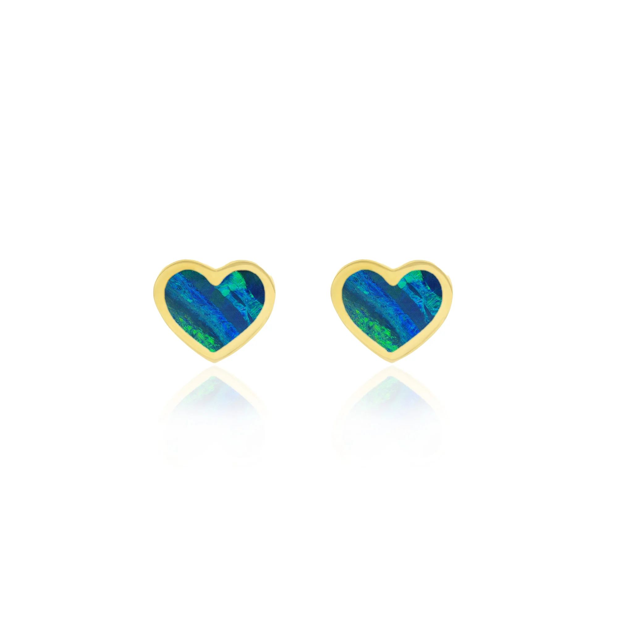 Opal Inlay Heart Studs