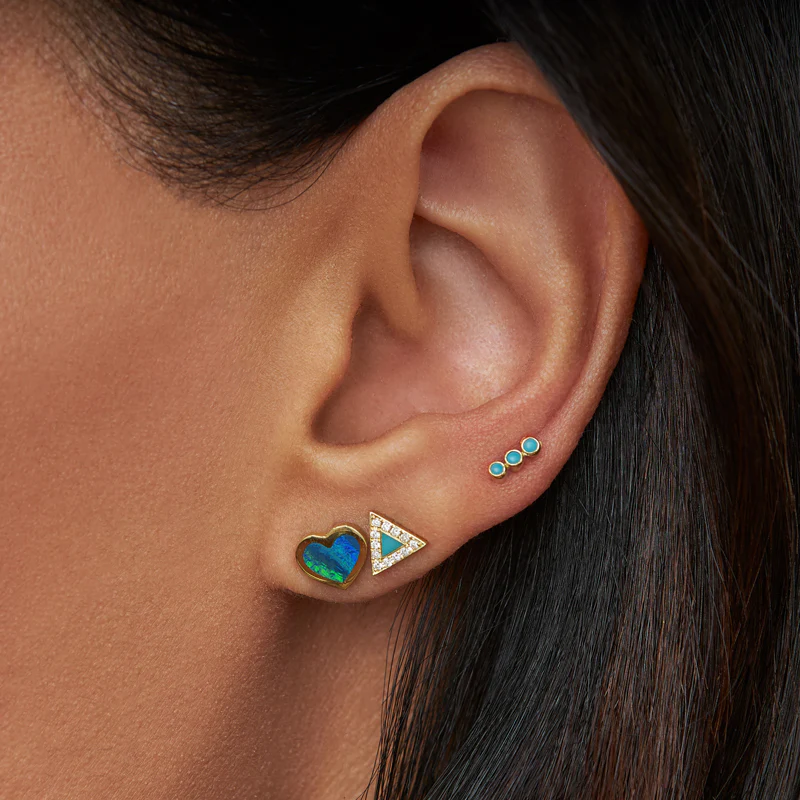 Opal Inlay Heart Studs - Image 4