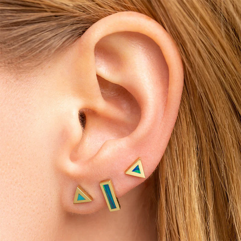Opal Inlay Triangle Studs - Image 4