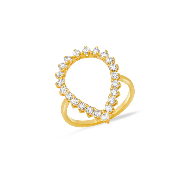 3-Prong Diamond Open Teardrop Ring - Image 2