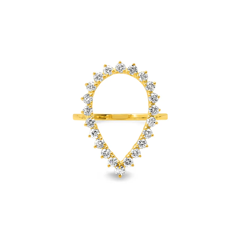 3-Prong Diamond Open Teardrop Ring - Image 3
