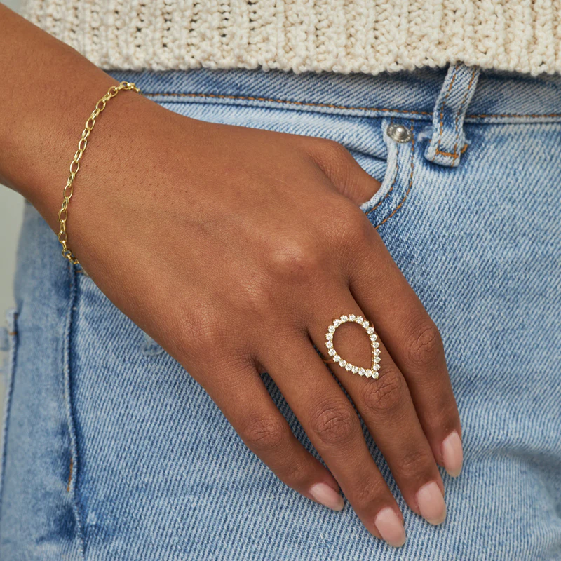 3-Prong Diamond Open Teardrop Ring - Image 6