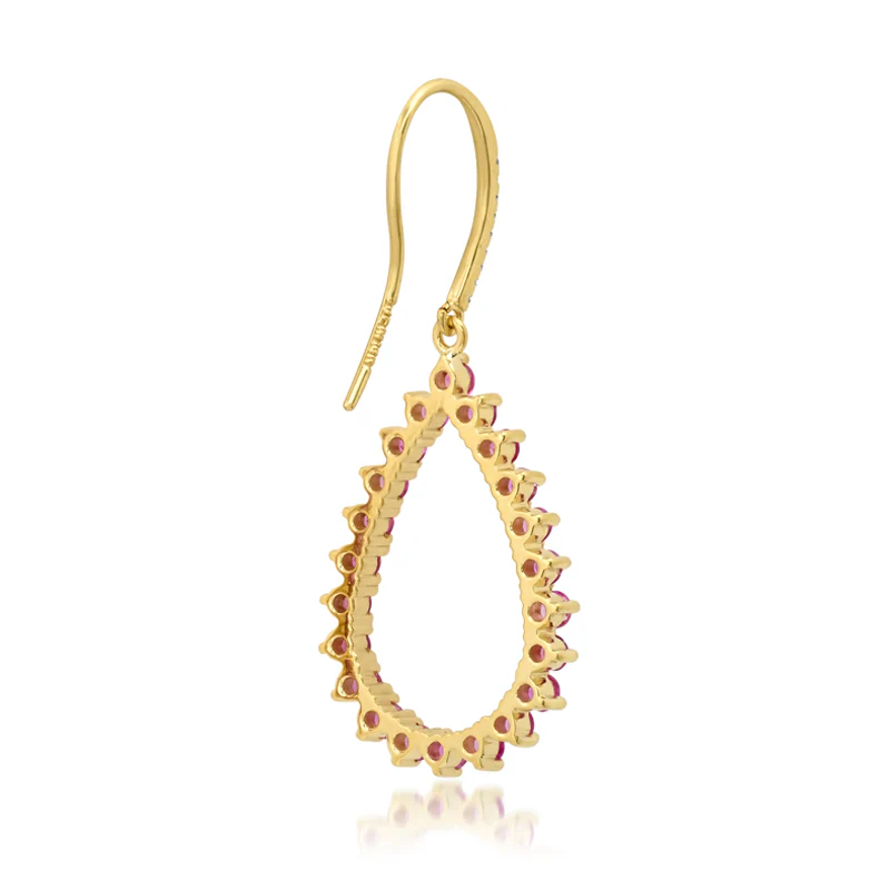 3-Prong Pink Sapphire Open Teardrop Earrings - Image 3
